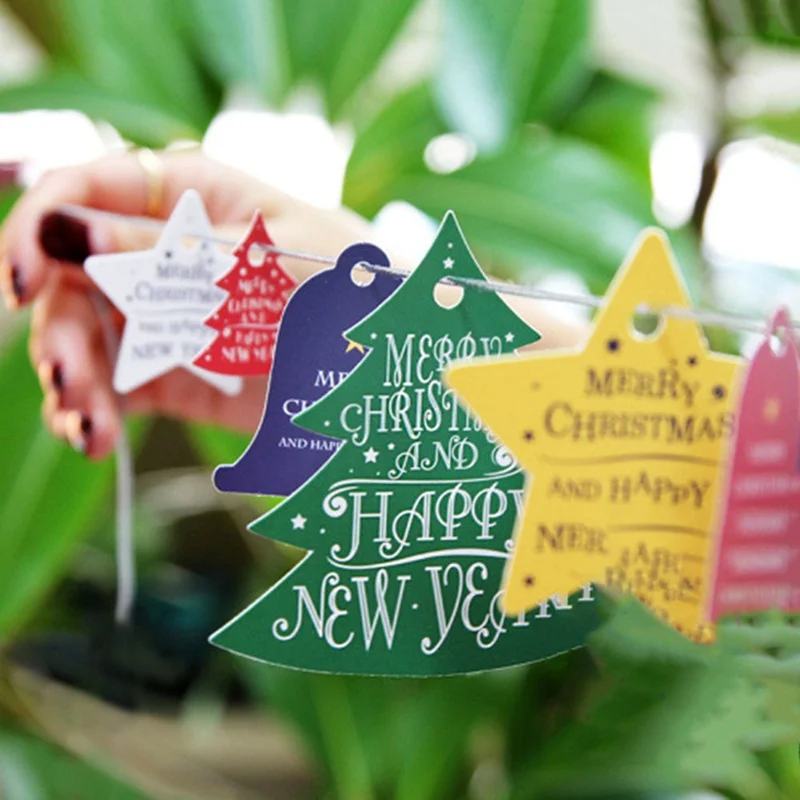 Merry Рождество висячие подарочная карта Xmas Tree бумажные бирки для поделок