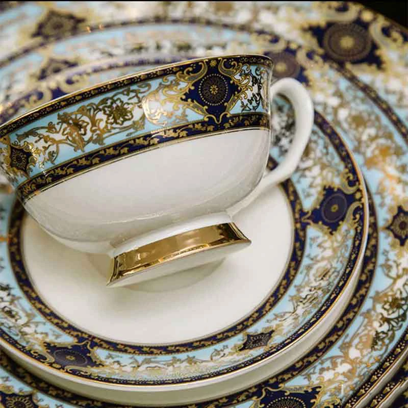 

European Style Ceramic Dish Set Bone China Tea Cups And Saucers Ceramic Party Tableware Set Porcelain Dishes And Plates Sets