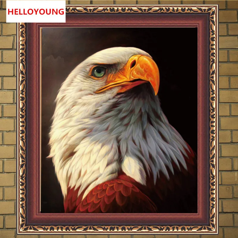 DIY Diamond Embroidery White Eagle Round Diamond Painting Cross Stitch