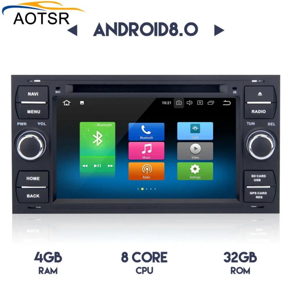 Cheap Car Multimedia Player Android 8.0 GPS 2 Din car dvd player for FORD/Focus/S-MAX/Mondeo/C-MAX/Galaxy wifi car radio head unit BT 2