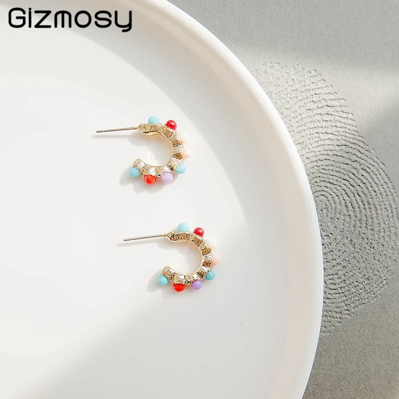 Разноцветные серьги C-образной формы большие серьги-гвоздики милые маленькие