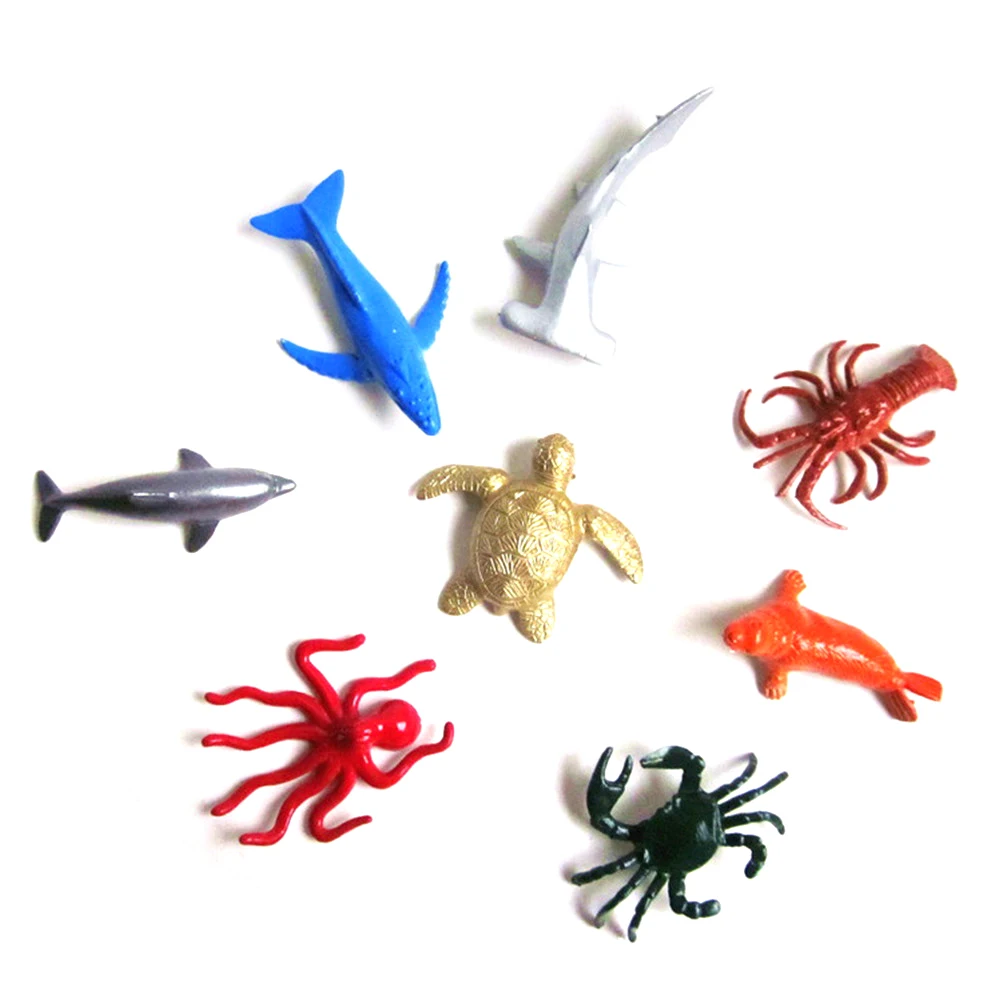 8 un vida Marina Mar Delfín Conjunto Animal Tiburón Niños Regalo Tortuga Cangrejo Modelo Juguete su