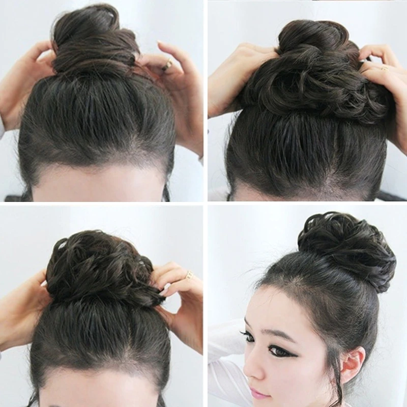 Natural Hair Bun Extension Wavy Curly Messy Donut Hairband Chignon