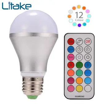 

Litake 10W E27 900LM Dimmable RGBW LED Bulb Light Colors Changing with Remote Control Lampada Christmas lamp
