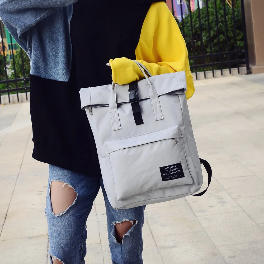 Mochila de moda para mujer de Color puro hombro de Nlyon bolso de escuela Mochila casual mochilas de gran calidad Mochila femenina