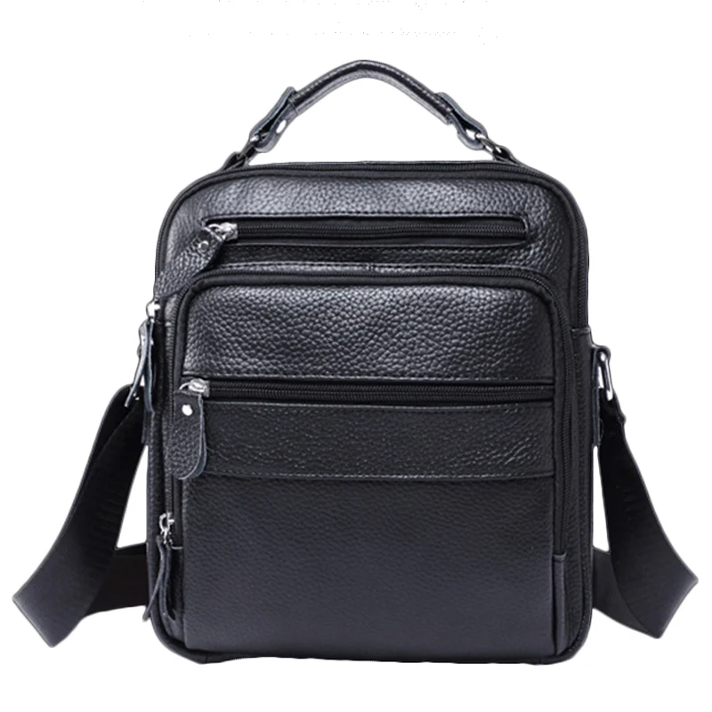 

Men Genuine Leather Messenger Bags Men's Top Handle Crossbody Bags Black Fashion Business Travel Shoulder Bags Bolsa Masculina