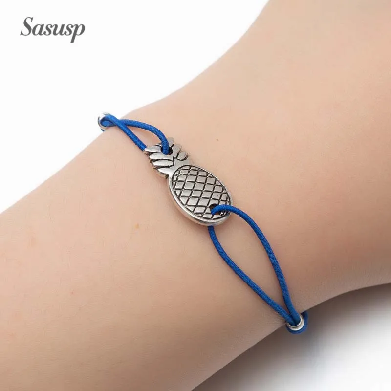 

Sasusp Pineapple Charm Bracelet for Women and Girls Adjustable Plant Lucky String Bracelets With Wish Card Femme Jewelry Gift