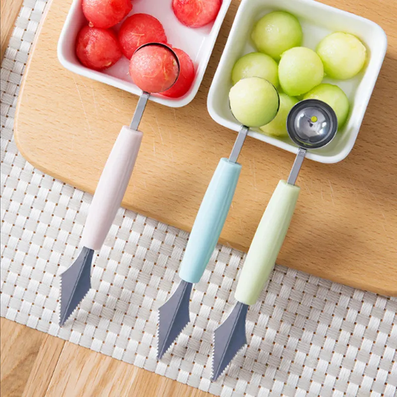 

Stainless Steel Fruit Melon Scoop Spoon Melon Baller Carving Knife Mini Fruit Ball Spoon Kitchen Tool kitchen gadgets 2019