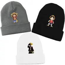 Тренд Аниме one piece Monkey D Luffy Beanie хлопковая трикотажная Лыжная Skullies Женская Хип-хоп мешковатая шапка мужская зимняя шапка для косплея теплый подарок