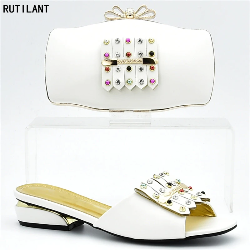 

New Arrival Italian Shoes and Bags To Match Shoes with Bag Set Decorated with Appliques Latest Women Shoes and Bag Set In Italy