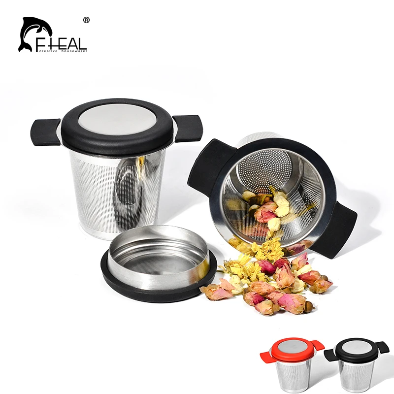 

FHEAL Stainless Steel Tea Infuser + Removable Silicion Handles Fine Mesh Tea Strainer Loose Tea Leaf Teaware Tea Tools
