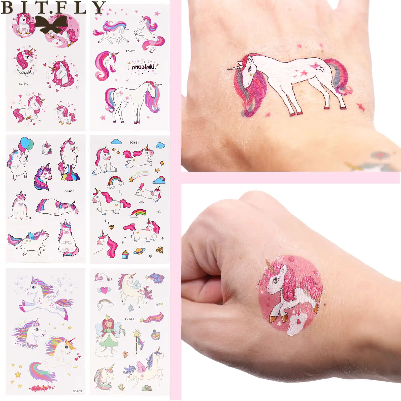 7.5x12cm equipe da dama de honra unicórnio tatuagem temporária festa de solteira decoração do corpo etiqueta do casamento tatuagem temporária