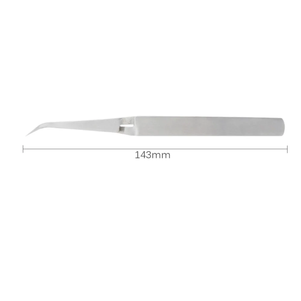 FIXFANS Precision Cross Lock Reverse Tweezers Stainless Steel Curved Thin Tip Self Close Holding Pliers Tweezers DIY Hand Tools