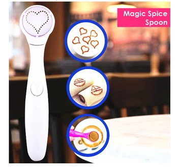 

free shipping 16 Patterns Magic Spice Spoon Electric Coffee Stencils Coffee Decoration