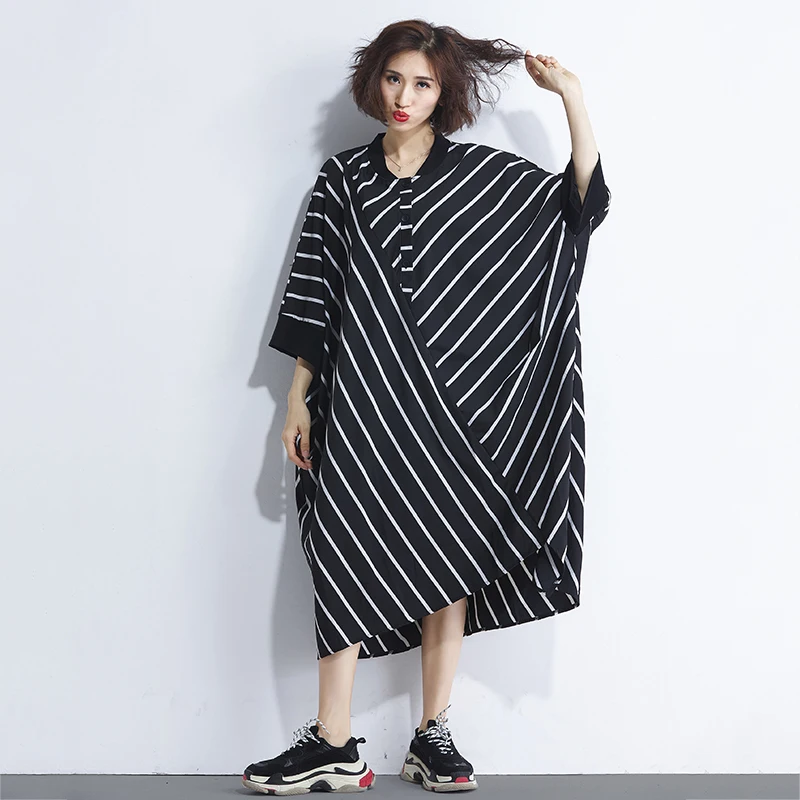 Dress Plus Size Women Clothes Spring Autumn Striped Trending Style  Oversized Dresses Shirt Dress of Big Size 2019 J84