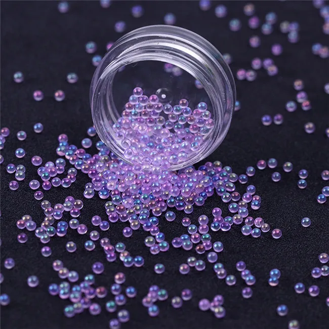 1 коробка мини бусины 3D украшения для ногтей красочные прозрачные розовые фиолетовые микро стеклянные бусины Стразы для маникюра украшения для ногтей - Цвет: Purple