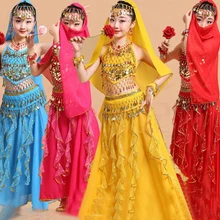 5 шт. Детские костюмы для танца живота для девочек, детские костюмы для танца живота для девочек, индийские танцевальные костюмы для выступлений в Болливуде, комплект одежды