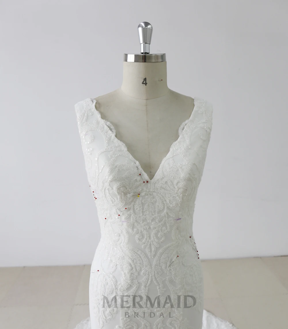 Новое кружевное платье с v-образным вырезом на свадьбу vestidos de fiesta