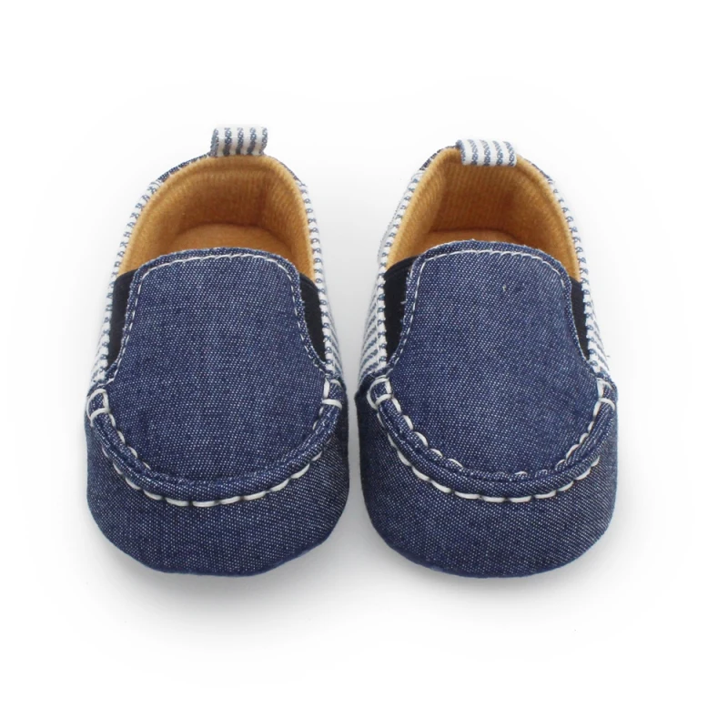 Обувь для новорожденных мальчиков и девочек Летняя Повседневная Осенняя джинсовая полосатая обувь для малышей, мальчиков и девочек, обувь для малышей 0-12 месяцев
