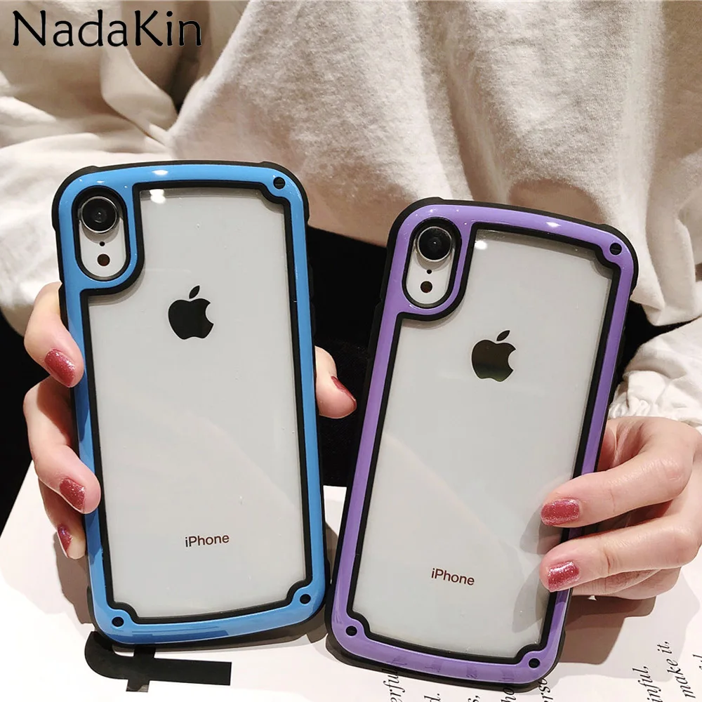 

Hard Shockproof Armor Clear Back Case Shell for iPhone X XS MAX XR 6 6S 7 8 Plus Fitted Cover With 4 Corner Airbags Protection