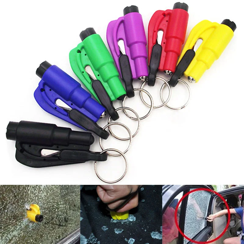 5 Pcs Mini Safety Hammer With Keychain Seat Belt Cutter Car Window Breaking Emergency Escape Tool TN99