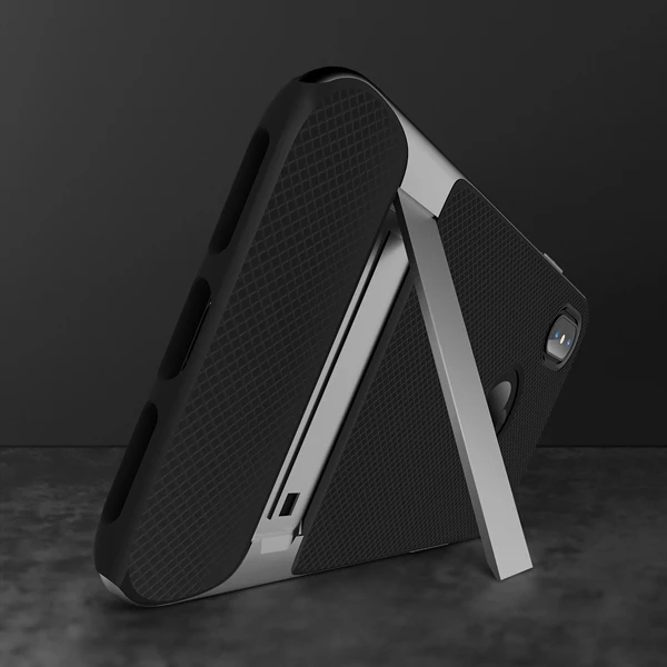 Gray TPU+ PC для IPhone X чехол ROCK Royce держатель серии Подставки антидетонационных защитный чехол для Iphone X 10 Телефон задняя крышка - Цвет: Gray