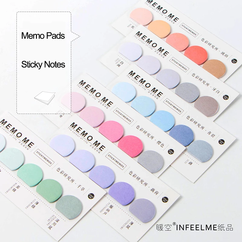 

2packs/set Cute Mixed Color Memo Pad Sticky Notes Self-Adhesive N Times Stationery Bookmark Label Planner Sticker School Supply