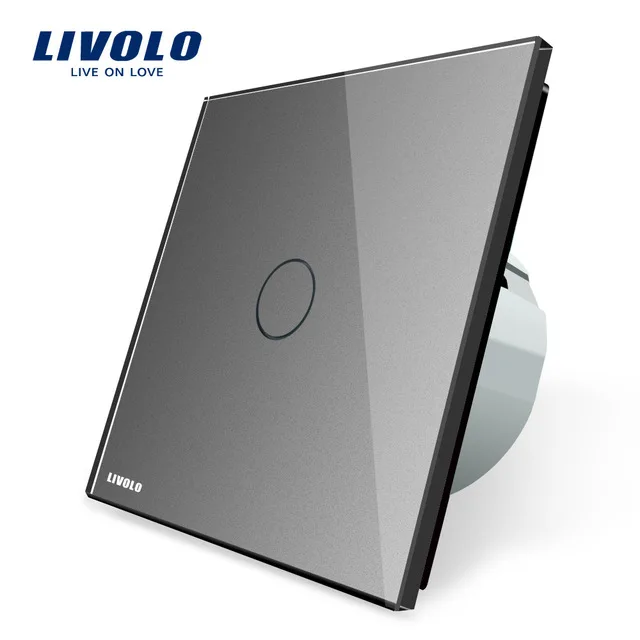 gray Livolo ЕС стандартный настенный сенсорный выключатель Роскошный белый кристалл стекло, 1 комплект 1 переключатель, AC 220-250 C701-11/2/3/5 - Цвет: gray