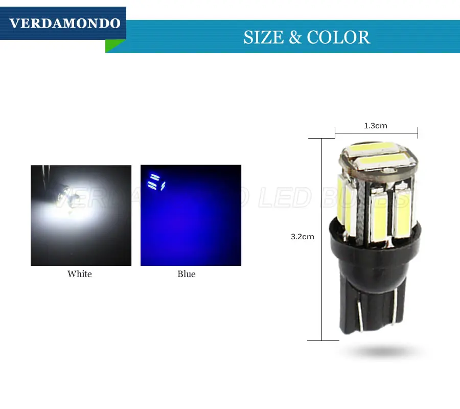 1 шт. W5W 10 7020 SMD Автомобильные светодиодные лампы T10 194 168 Замена клиновидного типа