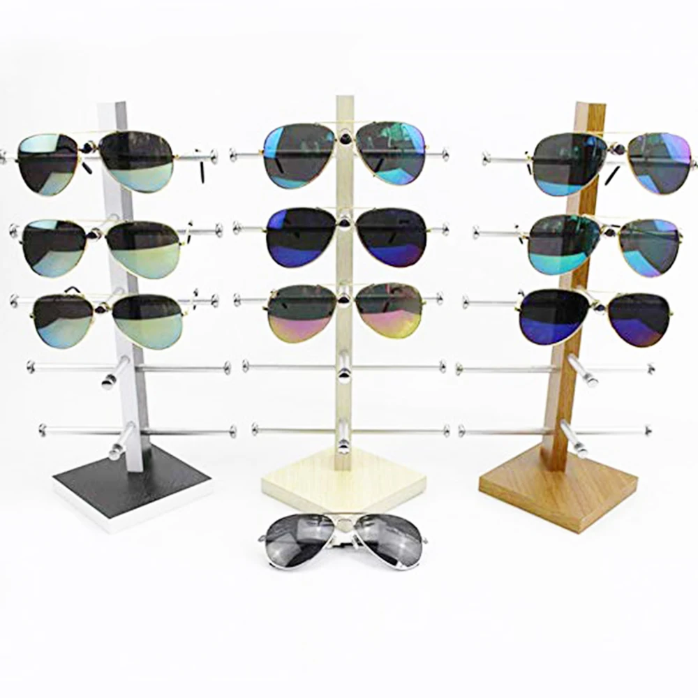 

SZanbana 5 Layers Wooden Display Stand For Sunglasses Glasses Eyewear Frame Eyeglasses Storage Showcase Glasses Organizer Holder