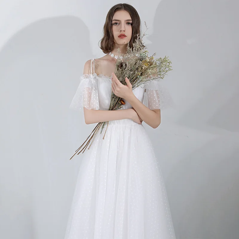 Женское свадебное платье It‘s YiiYa,белое платье большого размеравырезом на лето