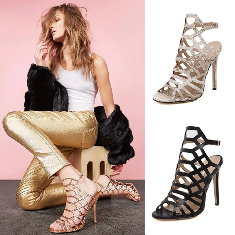 

The new European and American show models open thin fine with high-heeled sandals.