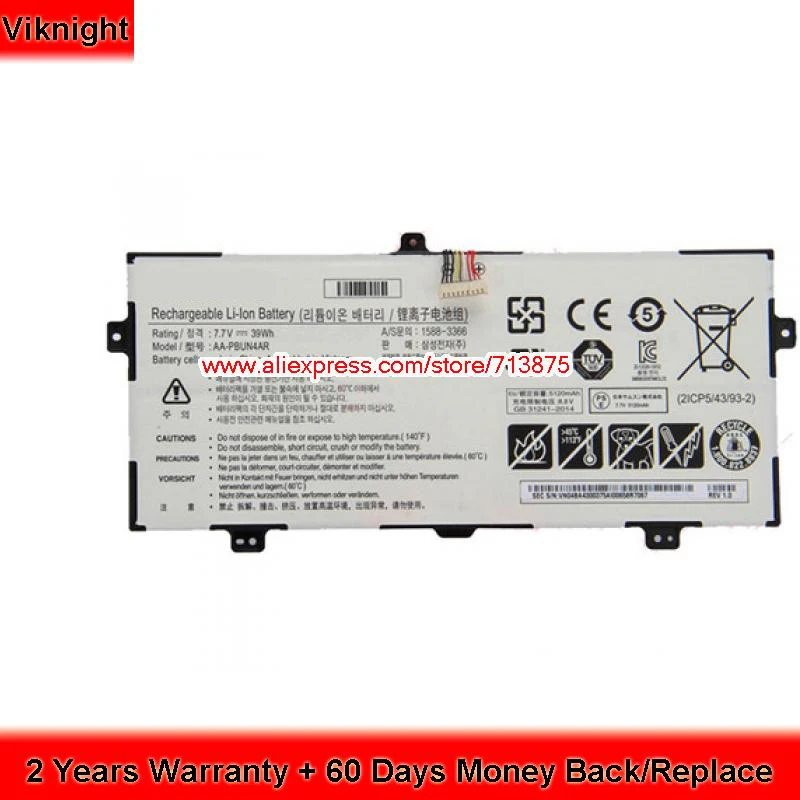 

Genuine 7.7V 39Wh AA-PBUN4AR Battery for Samsung Notebook 9 900X5L NP940X3L-K01US NP940X3L-K02CN AAPBUN4AR