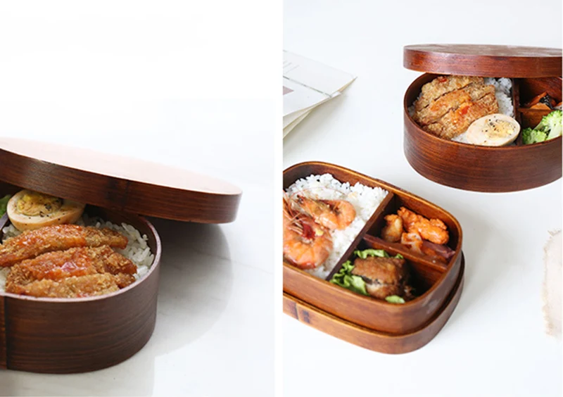 Quickdone японский Стиль деревянная шкатулка ручной работы Экологичные Bento Lunchbox Еда контейнер Коробки Пикник суши-box kc1659