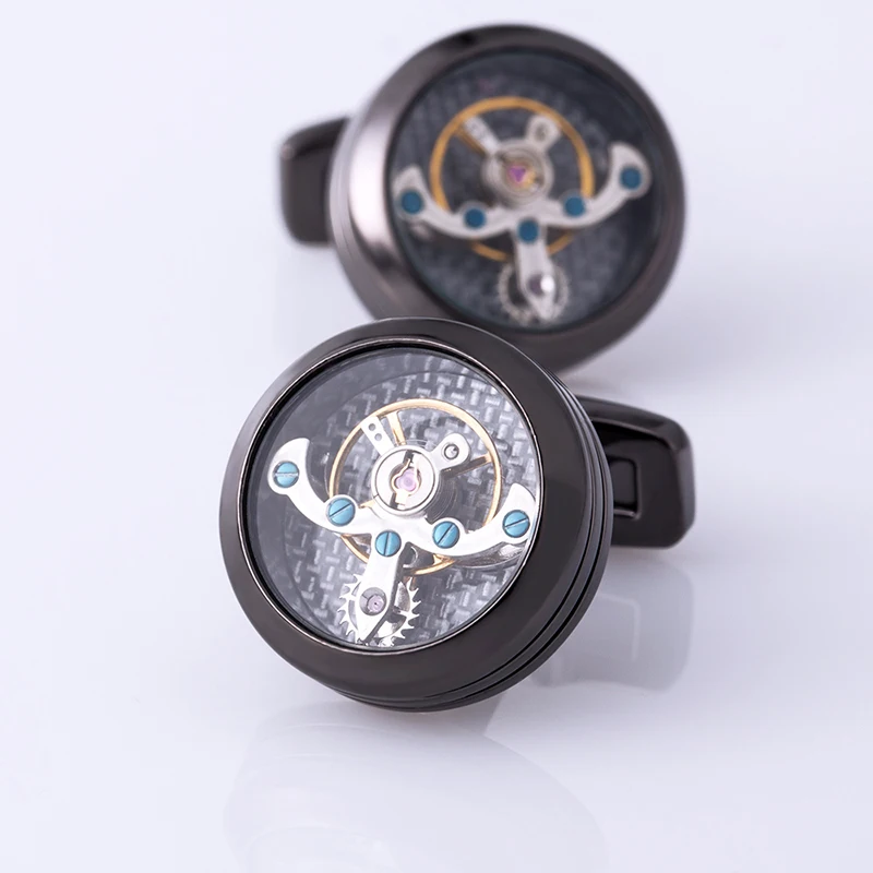 Mancuerna de la camisa de la joyería de kflk para el mens reloj mecánico movimiento cuff Link alta calidad tourbillon envío gratis - 5