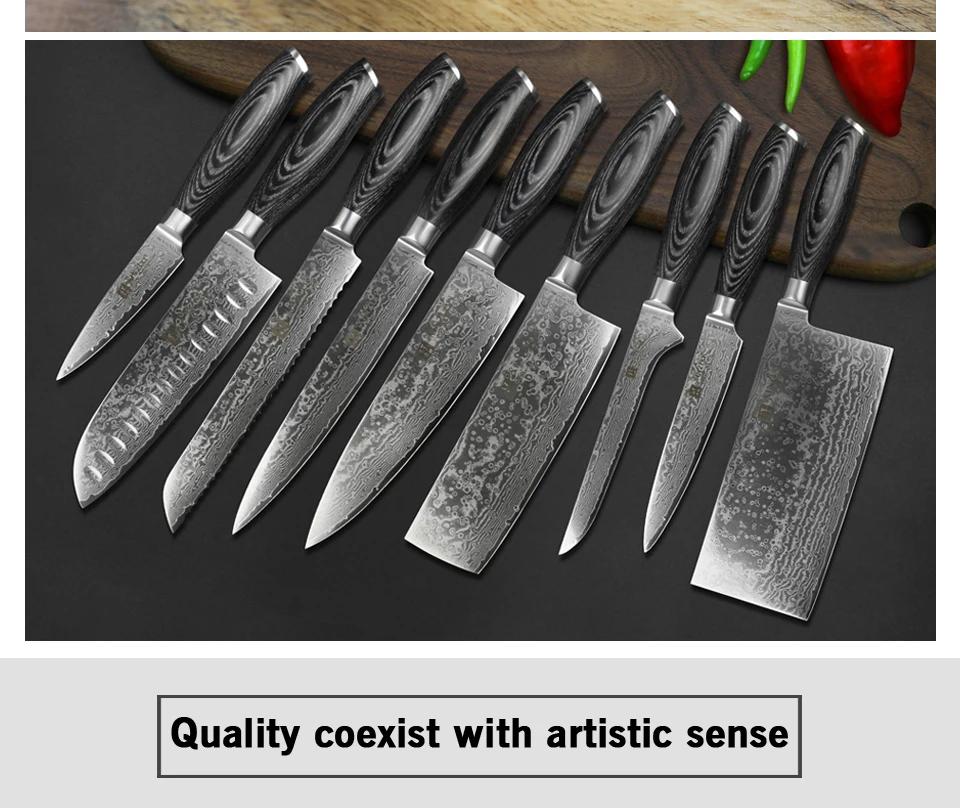 XINZUO " дюймовый нож Santoku 67 слой высокоуглеродистой дамасской стали для приготовления пищи японский кухонные ножи шеф-повара с деревянной ручкой Pakka