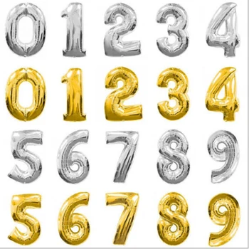 

rave 40 inch Gold Silver Number Foil Balloons Digit Helium Balloon wedding Birthday balloon inflatable decoration for wedding