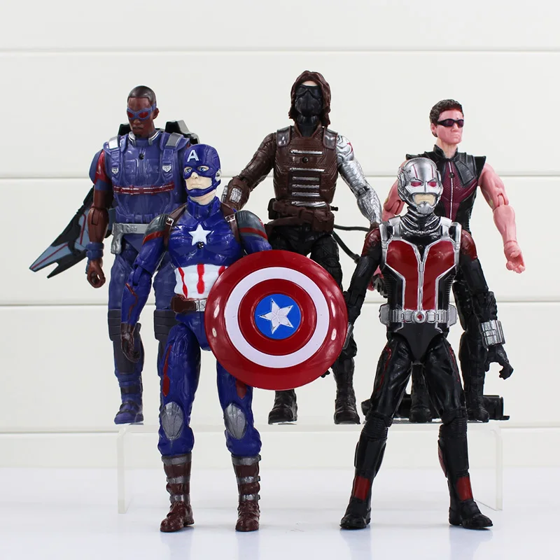 

5Pcs/Lot The Superheros Halk Ant-Man Captain America With Shield PVC Action Figures Winter Soldier Toys 15-17cm