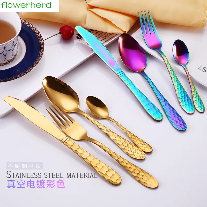 

Stainless Steel Black Cutlery Set Dinnerware Tableware Silverware Set Kitchen Accessories Tableware Set Coffee Scoop Forks Knife