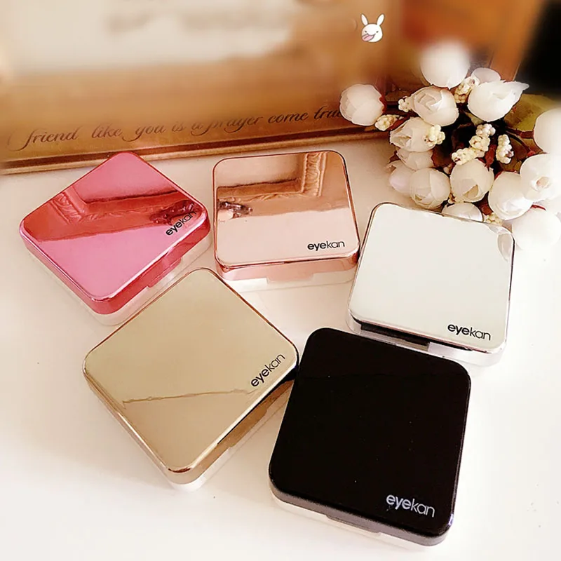 

Reflective Cover Contact Lens Case With Mirror Color Contact Lenses Case Container Cute Lovely Travel Kit Box Women