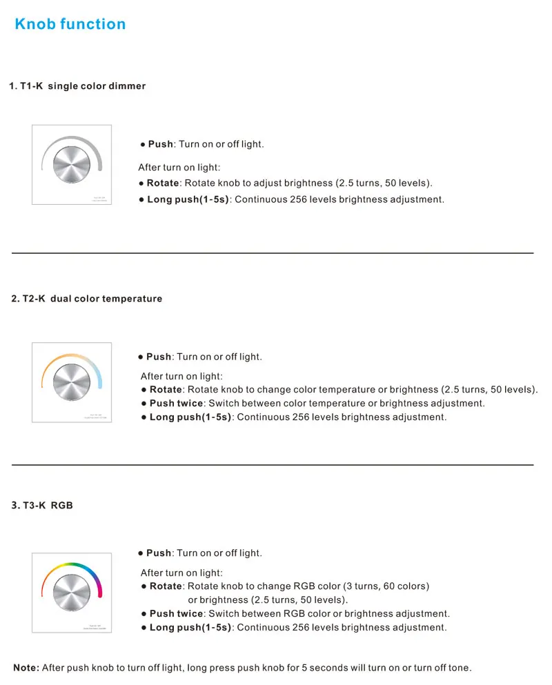 DC12v-24v поворотный Панель светодиодный диммер настенный светодиодный контроллер T1-K T2-K T3-K кв для одиночный цвет/двойной цвет/RGB/RGBW полосы светильник