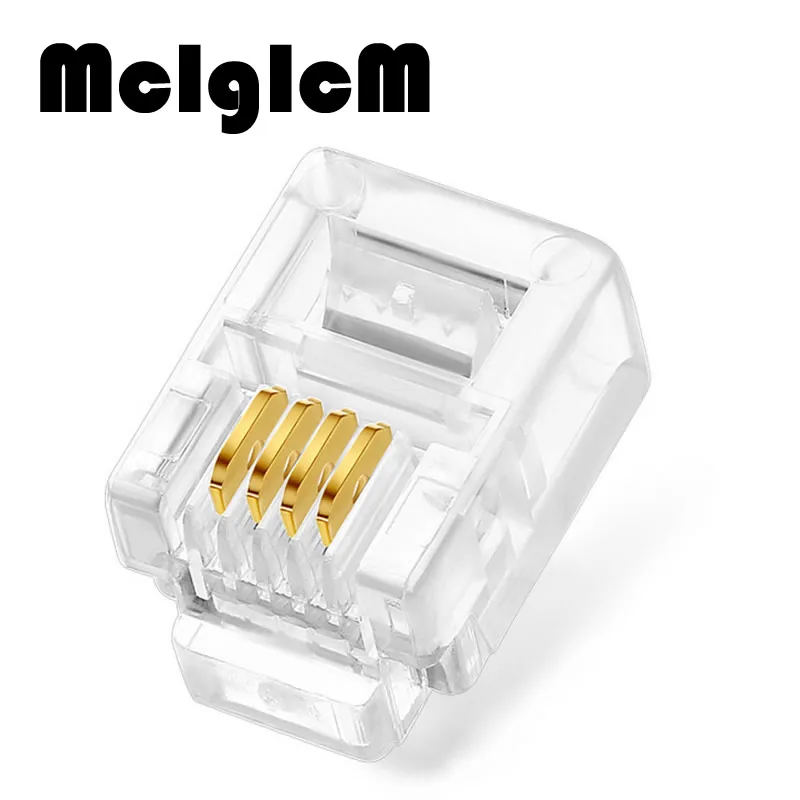 RJ11 Connector 6P4C Modular Plug Gold Plated Network Connector Crystal Head Free Shipping