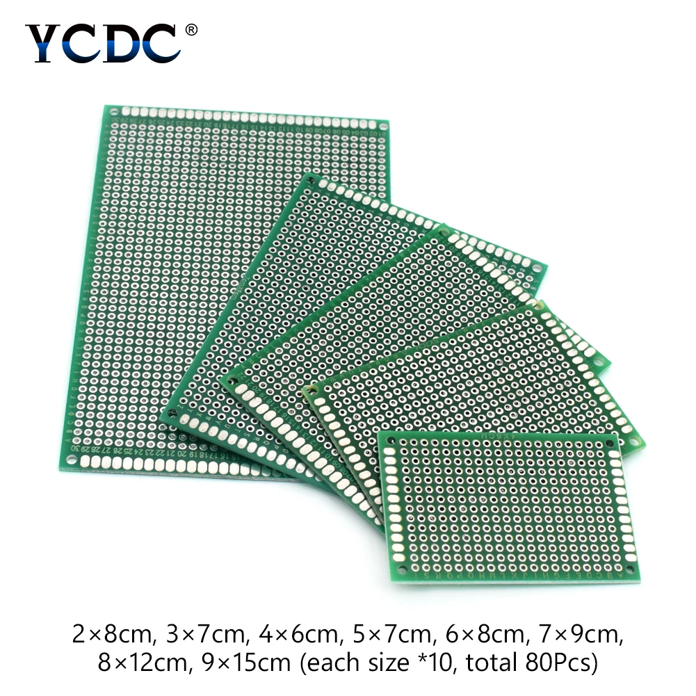 

8 Sizes Mixture PCB Circuit Board Prototype Breadboard For Arduino DIY 80Pcs