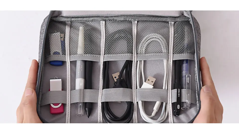 Travel Cable Bag Portable Digital USB Gadget Electronic Accessories Cable Organizer Bag Storage Bags Zipper Polyester Case       (7)