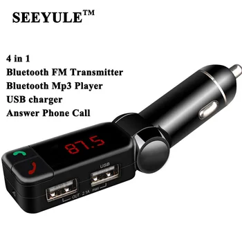 

1pc SEEYULE Car FM Transmitter Wireless Bluetooth Receiver Speaker Hands-free phone calls LCD Display with dual USB charger