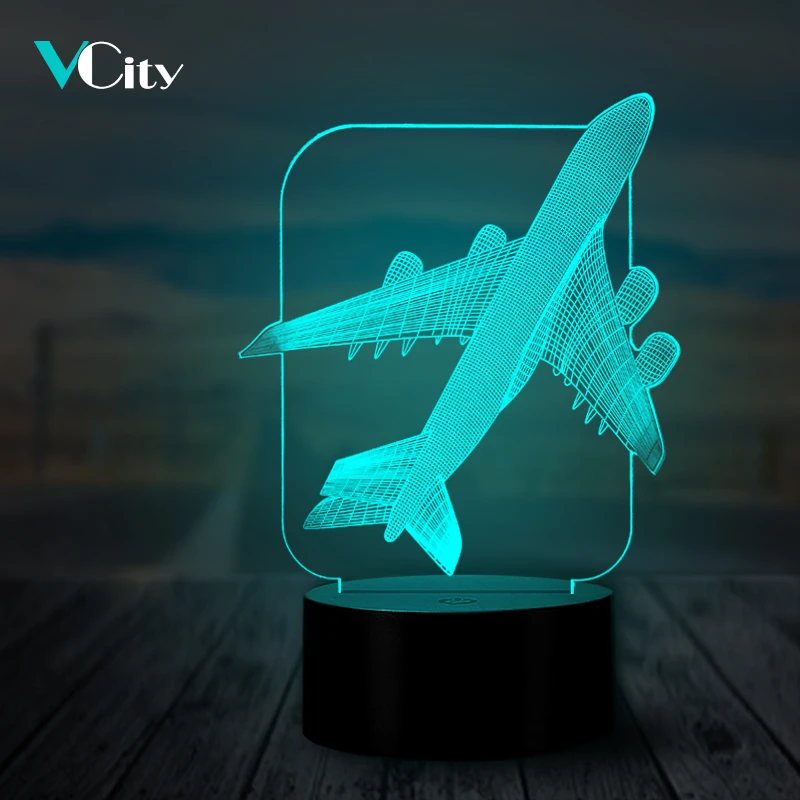 VCity воздушных судов 3D ночной Светильник домашний Декор ing кабель светодиодный USB