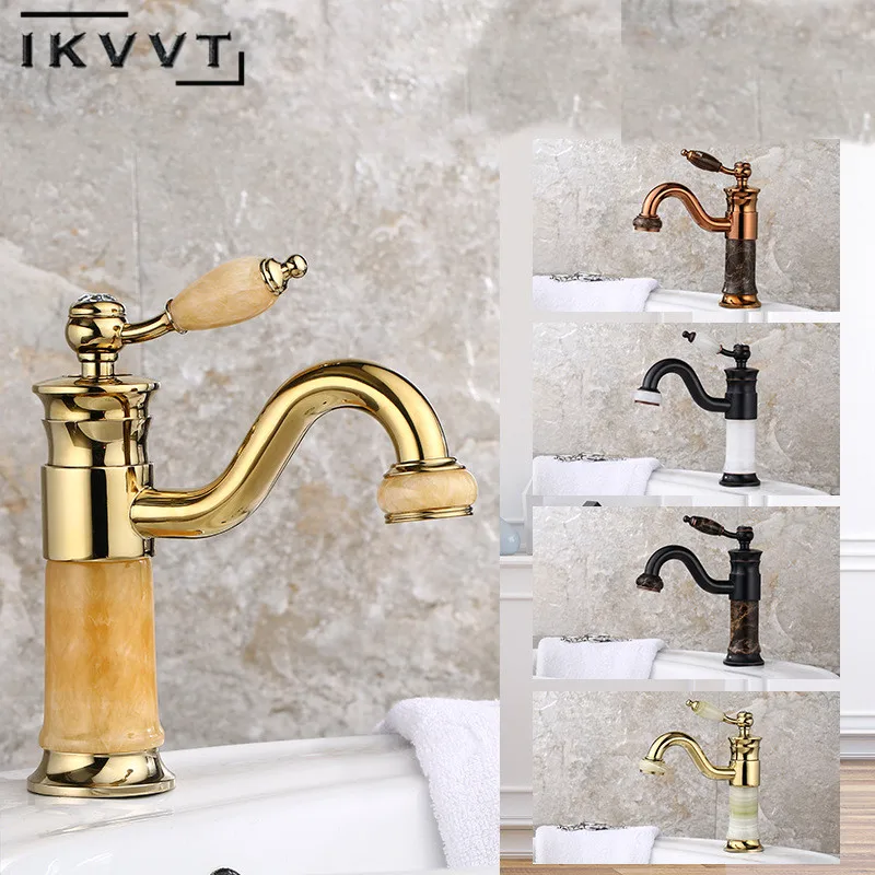 

Hot and Cold Archaize Taps Brass Jade Bathroom Facuets Sink Tap Basin Faucet Single Handle Torneira Grifo Lavabo Robinet Kraan