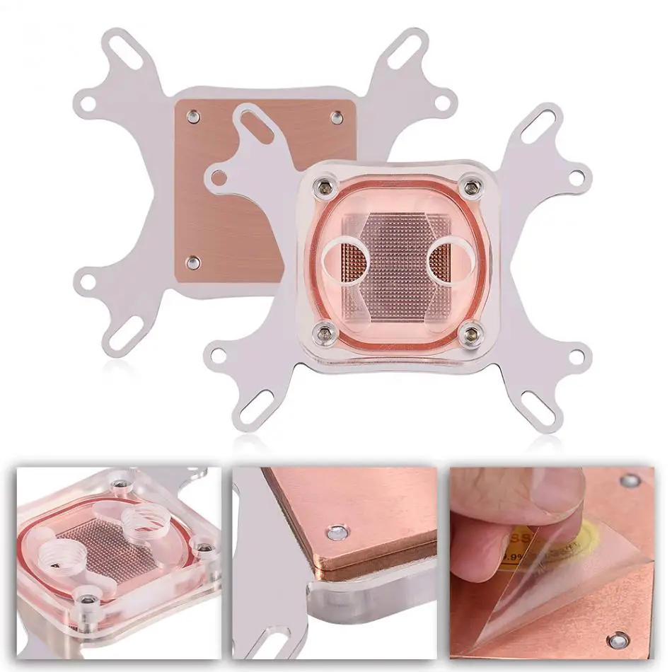 

Computer CPU Water Cooling Block Waterblock 50MM Copper Base Cool Inner Channel for Intel / AMD universal silver bracket 2018