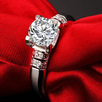 

Micro Pave Clarity VVS1 1CT Round Brilliant Fine Diamond Female Solid Sterling Silver Ring Fine Jewelry Best Girl Rings