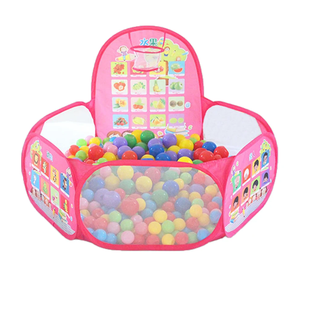 Fun Pop Up Ball Pit Pool Toddler Baby Play Tent Playhouse Playpen with Basketball Hoop Developmental play Game Toy 120CM/ 47``